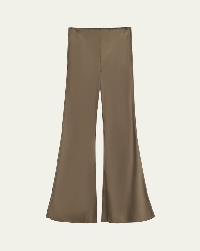 Pull-On Silk Flare Pants